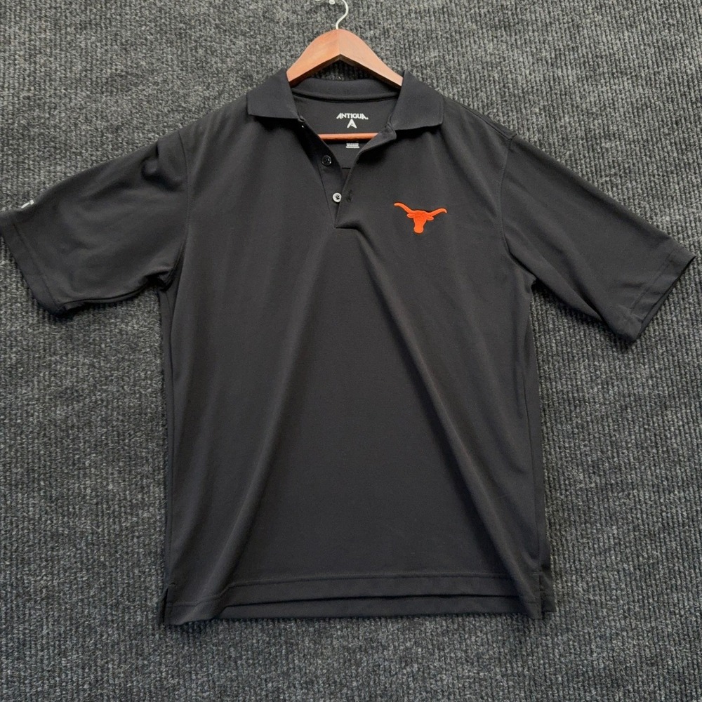 Antigua Texas Longhorns Polo Shirt Mens Small Black UT Austin NCAA Golf